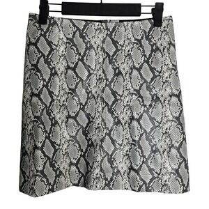 MONKL Snake Print Faux Leather Mini Skirt Black White Size 34